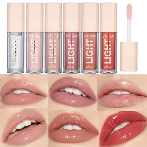 Image of 6Pcs Lip Oil Light Lip Gloss Set Moisturizing Lip Glow Oil Long Lasting Waterproof Liquid Lipstick Crystal Jelly Lip Tinted Liquid Lipstick for Girls and Women (SetC)