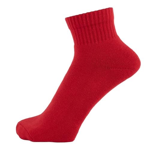Image of ZAKIRA Combed Cotton Terry Cushioned Athletic Ankle Trainer Socks – Soft Breathable Sports Socks for Men & Women, 4-6 (UK), Red