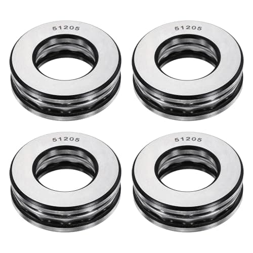 Image of sourcing map 4Pcs Thrust Ball Bearings, 25mm Bore 47mm OD 15mm Thick 51205 Single Row Roller, Chrome Steel Axial Ball Bearing, ABEC5