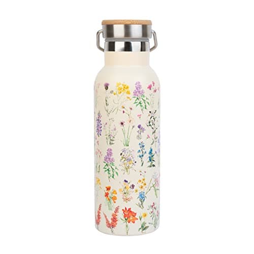 Image of Grupo Erik Metal Water Bottle 500ml / 17oz - Wild Flowers | Hot and Cold Water Bottle Stainless Steel, Cute Travel Bottles Gym | Flowers Gifts Under 20 Pounds