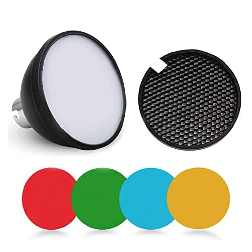 Image of Godox AD-S2 Standard Reflector with Soft Diffuser + AD-S11 4 Color Gels & Grid for AD200 Pocket Flash, Witstro AD360II AD360 AD180 Portable Speedlite