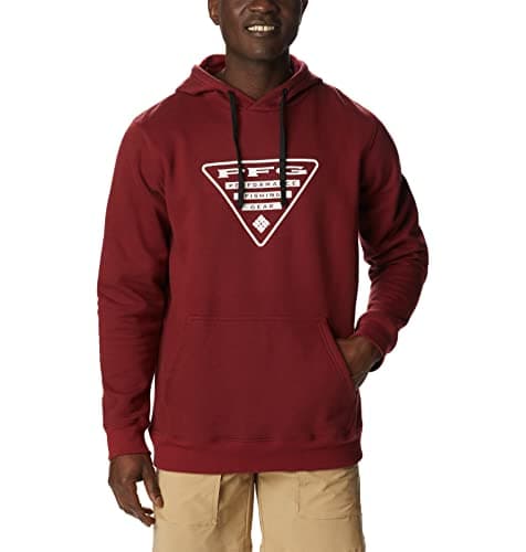 Image of Columbia Men's PFG Triangle II Hoodie, Red Jasper/White, X-Large Tall