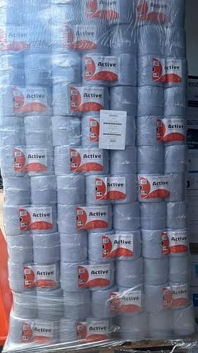 Image of 48 Rolls(8 Packs) ACT Blue Centre feed Rolls Embossed 2ply Wiper Paper Towel 45M