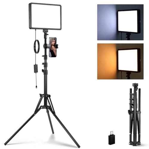 Image of NEEWER BASICS LED Video Panel Light, Studio Lighting Kit with 59''/150cm Tripod Stand Phone Holder for Video Recording Photography Streaming Podcast, 850lx/0.5m Bi Color 2700-6500K Dimmable, BP300