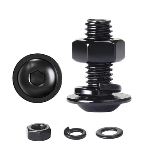 Image of HAISHANG 10 pcs M5 x 12mm Flanged Button Head Socket Cap Bolts, Black Oxide 304 Stainless Steel Nuts and Bolts,Allen Screws,Flat & Lock Washers Assortment Sets
