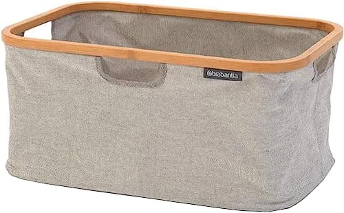Image of Brabantia 118180 Laundry Basket with Bamboo Top, Grey, 40 L