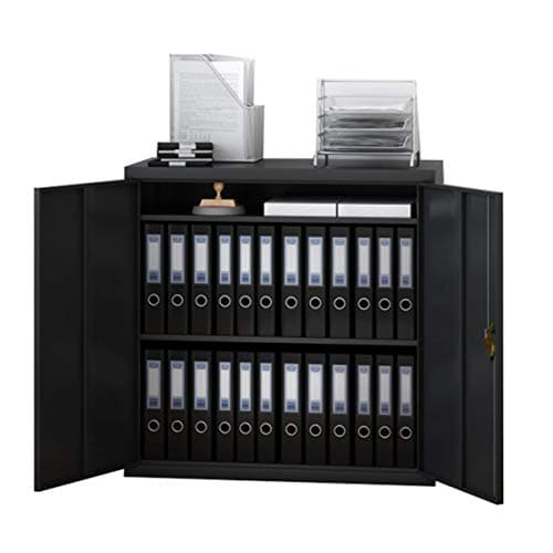 Image of Panana Office Storage Cupboard, A4 Document Metal Filing Cabinet Steel 2 Door Locking Bookcase Shelving Unit with Keys (3 Tier a)