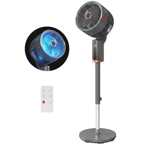 Image of HOMCOM 20 dB Silent Standing Fan for Bedroom, 44" Pedestal Fan with 55° Oscillating, 90° Vertical Tilt, 8 Speeds, LED Light, Remote Control, 12H Timer, Adjustable Height, Grey