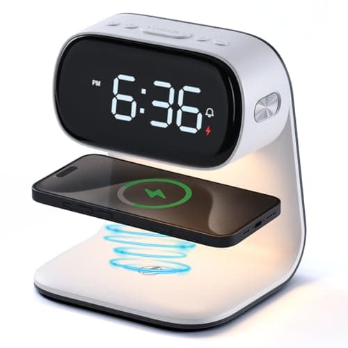 Image of WILIT Alarm Clock with Wireless Charging, Dimmable Night Light, Snooze Function, 10W Fast Charger for Qi-Enabled Devices, Modern Bedside Clock for Bedroom, Kids, Teens, Adults, Gift for Men and Women