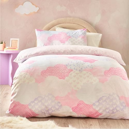 Image of Catherine Lansfield Kids Soft as a Cloud Double Duvet Cover Set with Pillowcases Pink