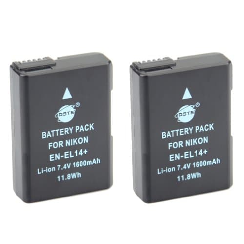 Image of DSTE 2x Full Coded EN-EL14 ENEL14 Li-ion Battery for Nikon DF D3100 D3200 D3300 D3400 D5100 D5200 D5300 D5500 D5600