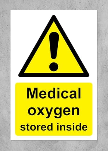 Image of Medical oxygen stored inside Safety sign - Self adhesive sticker (200mm x 150mm)