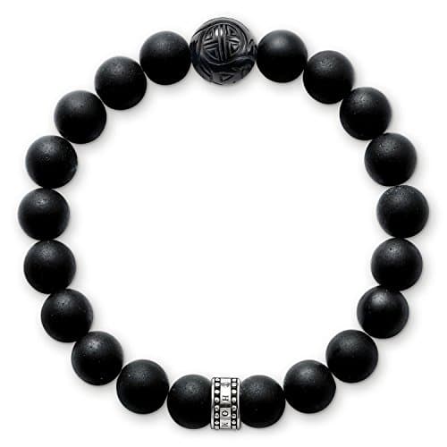 Image of Thomas Sabo bracelet obsidian bracelet 925 Sterling Silver, Blackened