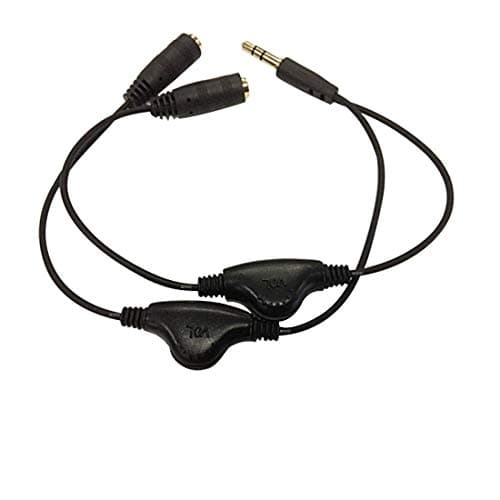 Image of Headphone Sound extension code with Twin Volume Controls - Share/Splitter earphone audio with 2 people, Works universally with by HAYATEC
