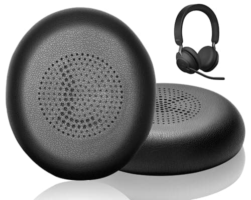Image of Replacement Earpads for Jabra Evolve2 65 (65MS 65UC USB)/Evolve2 40 (40UC 40MS USB)/Elite 45h On-Ear Wireless Headset, Headphone Replacement Ear Pads Cushions with Soft Protein Leather, Black