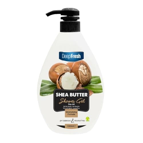 Image of Deep Fresh Shower Gel, Moisturising Cream Body Wash, Paraben Free, (Caramel, Spa, Goat Milk, Shea Butter, Sakura, Coconut), Liquid, 12 x 1000ml (12 Pack, Shea Butter)