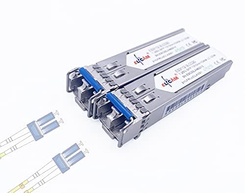 Image of Elfcam® - 1.25 Gbps SFP Fibre Optic Transceiver Module, LC/UPC Fibre Optic Connector Single Mode Duplex (OS2) 1310nm 10km DDM 2 Pack
