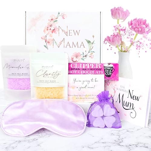 Image of Bellalisia New Mum Pamper Kit, Relaxing New Mum Gifts, Ideal Baby Shower Gifts for Mum. New Mum Hamper Essentials, Pamper Presents for First Time Mummy. Mothers Self Care Spa Box Set to Relax.