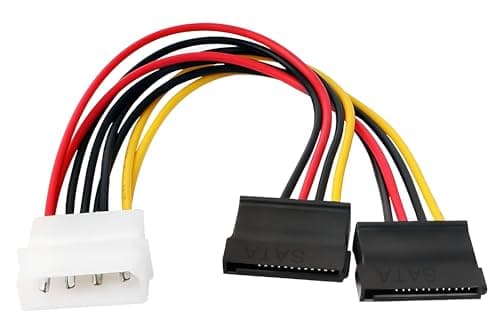Image of AYMBH 4 Pin Molex to Dual SATA Power Cable Splitter 20cm Y Adapter, LP4 to 2x 15 Pin SATA Converter Lead for HDD SSD DVD Drives, PC Power Supply Extension Cable, Easy Install