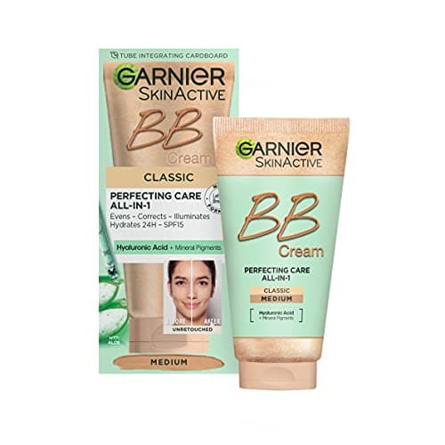 Image of Garnier SkinActive Classic Perfecting All-in-1 BB Cream, Shade Classic Medium, Tinted Moisturiser SPF 15, Brightens and Evens Skin, With Hyaluronic Acid, Aloe & Mineral Pigments, 50 ml , Pack of 1