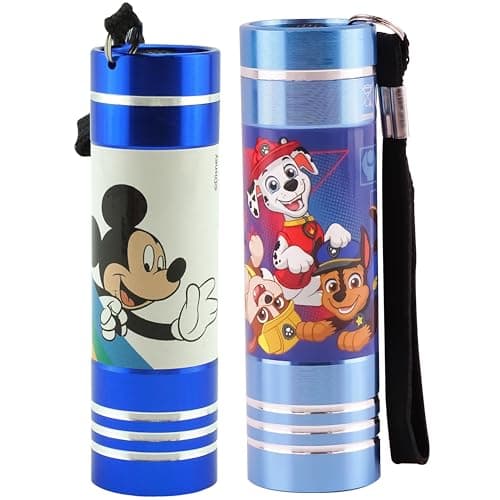 Image of 2x Aluminium LED Torches, Super Bright Flashlight for Kids, 9 LED Torch Night Light with Lanyard, Including 3 AAA Small Hand Torch 8.7cm, Xmas Gifts Outdoor Travel Emergency 3+ Years [Energy Class A+]