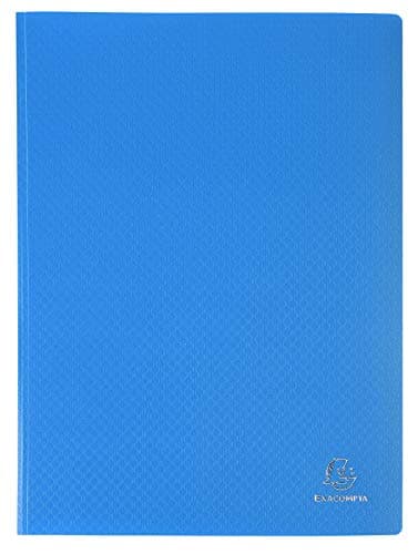 Image of Exacompta - Ref 8822E - Semi-Rigid PP Display Book - Suitable for A4 Documents, Wipeable Cover, 500 Micron Polypropylene, 20 Pockets, 40 Viewing Pages - Blue Cover