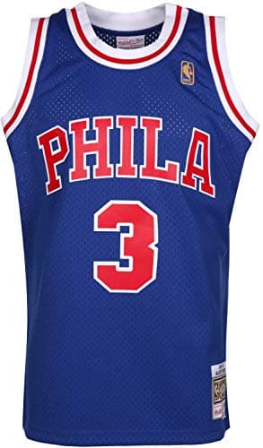 Image of Mitchell & Ness Allen Iverson #3 Philadelphia 76ers 1996-97 Swingman NBA Jersey BLUE, M