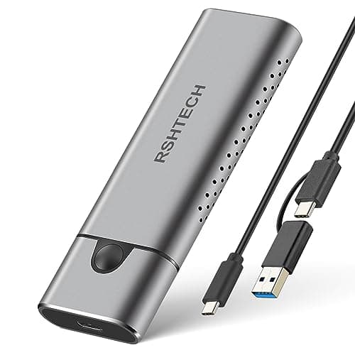 Image of RSHTECH M.2 NVMe SATA Enclosure, 10Gbps USB 3.2 M.2 SSD Enclosure for NVMe PCIe and SATA M-Key/B+M Key, Aluminum External SSD Caddy Support UASP &TRIM, Tool-Free (RSH-329)