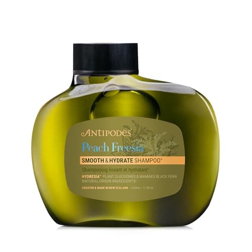 Image of Antipodes Peach Freesia Smooth & Hydrate Shampoo | Natural Silicone-Free Shampoo with Hydresia Oleosomes, Plant Hyaluronic Acid & Mamaku Black Fern | For Frizz-Prone or Dry Hair | 340ml