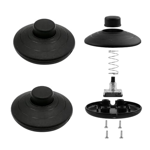 Image of Foot Pedal Switches for Floor Lamps 2pcs- Round Spring-Loaded ON/OFF Push Button Switch, CE Certified Replacement Foot Control for Lamps, Fans & Small Appliances (70mm Base, 5mm Cable Hole)