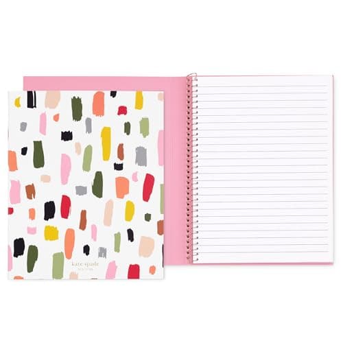 Image of kate spade new york Small Concealed Spiral Notebook, 8.25" x 6.75" Journal Notebook with 112 Lined Pages, Painterly Strokes