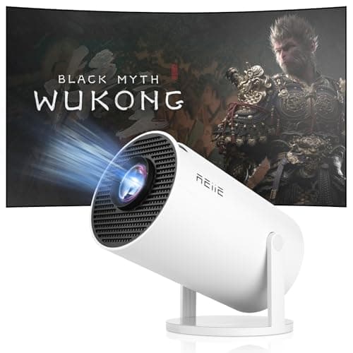 Image of 2025 Upgraded HY300 PRO+ Mini Portable Projector,180°Rotatable Smart Projector,WiFi 6+BT 5.0 with Android 11.0,0.8:1 Short Focus,200 Lumens,Support 4K 1080P Decoding, for Outdoor Camping,Home Theater