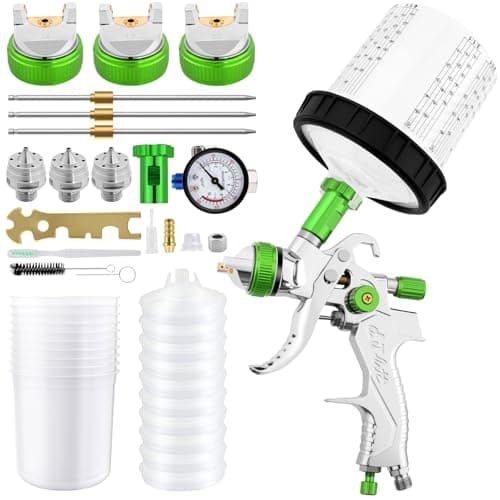Image of HVLP Spray Gun,600ml Cup Paint Sprayer with 3 Nozzles1.4/1.7/2mm,Air Regulator and Filter,HVLP Paint Spray Gun Kit,for Car Furniture Painting Handheld Sprayer