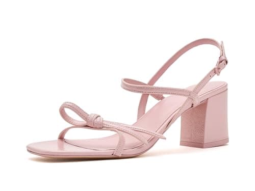Image of kate spade new york womens Loop Smooth Leather Block Heel Sandal, Crinkled Tutu Pink, 4 UK