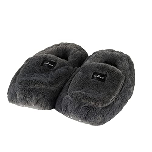 Image of Warmies Fully Heatable Luxury Slippers Scented with French Lavender, Steel Grey