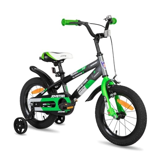 Image of JOYSTAR New Berry 16-inch children's bike for boys and girls aged 6 to 8 years, 16-inch children's bike with training wheels and basket, green