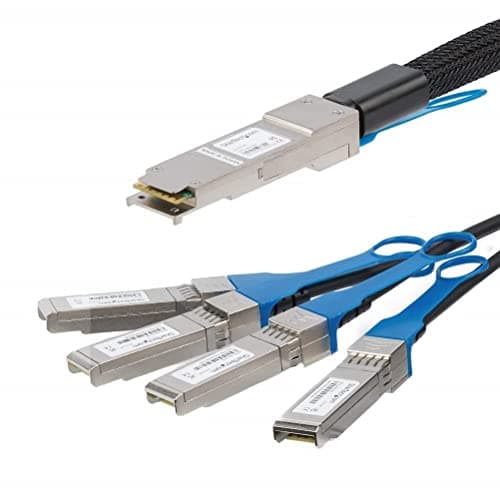 Image of StarTech.com MSA Uncoded Compatible 1m 40G QSFP+ to 4x SFP+ Direct Attach Breakout Cable Twinax - 40GbE QSFP+ to 4x SFP+ Copper DAC 40 Gbps Low Power Passive Transceiver Module DAC (QSFP4SFPPC1M)