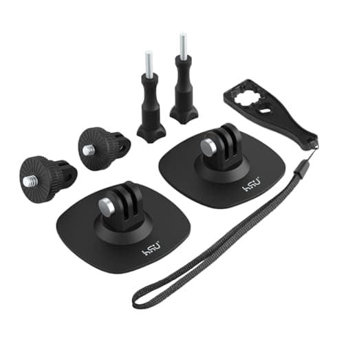 Image of HSU Adhesive Mount for GoPro, Flexible Helmet Mounts for Insta360, Stick Accessories Kit for Action Cameras(6 in 1)