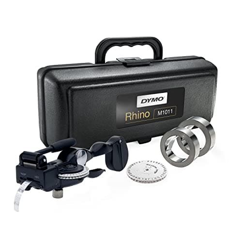 Image of DYMO Rhino M1011 Industrial Embossing Label Maker Tool | with Aluminium & Stainless Steel Labels | Durable Carry Case | Ideal for DIY & Construction