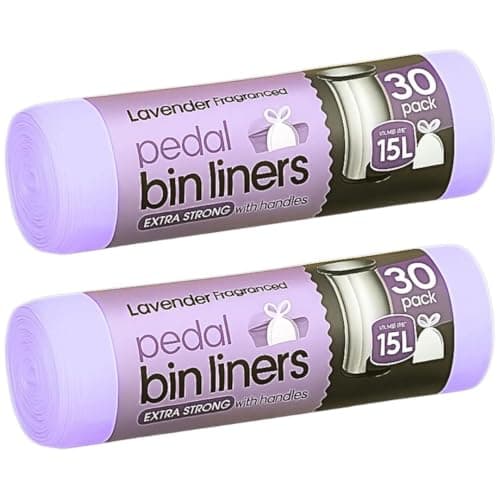 Image of 60 Extra Strong Scented Bin Liners 15L | Fragranced Pedal Bin Bags Lavender bags 2 Rolls of 30