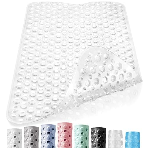 Image of DOPROP Extra Long Anti-Slip Bathtub Mat - 100x40 cm Clear Bath Mat with Strong Suction Cups, Non-Slip Shower Floor Mat for Elderly, Children, Adults - Waterproof Safety Grip for Tub & Bath