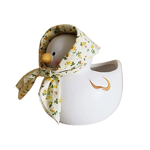 Image of Mnaocz White Duck Planter, Ceramic Duck Succulent Flower Pot, Cute Duck Succulent Planter Pot, Cartoon Duck Cactus Flower Pot for Home Office Desk(#4)