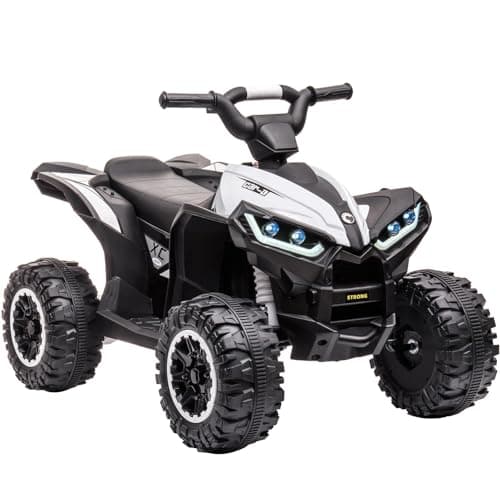 Image of 12V Kids Electric Ride on ATV, Electric Quad Bike with LED Lights, Accelerator Handle, Foot Pedal, Comfortable Cushion Seat, 2 Speed, Safety Uniform Deceleration ≤0.5S Quick Brake for Ages 3-5 Years