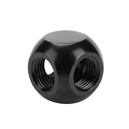 Image of Richer-R Water Cooling Connector,2 Colors Computer Water Cooling Fitting Spherical Connector G1/4 Threaded 3 Way Brass Adapter(Black)