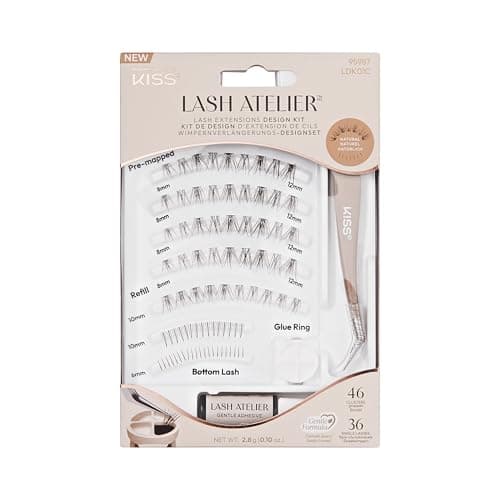 Image of KISS Lash Atelier Natural Eyelash Extension Kit - Prepositioned False Eyelashes - 46 Clusters & 36 Individual Lashes - Lasts up to 7 Days