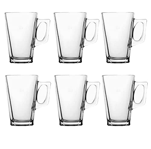 Image of Straame - Set of 6 Latte Glasses, 240 ml Temperature Resistant - Stylish Coffee/Tea Cups, Hot Drink Cafe Mugs - Ideal for Ice Cream Latte, Espresso, Cappuccino & Hot Chocolate -Mugs with Handle