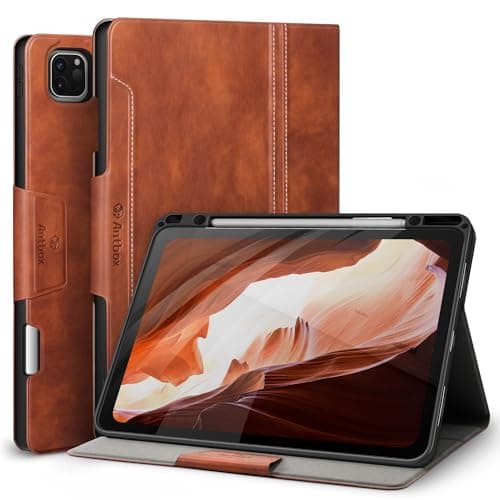 Image of Antbox Case for iPad Pro 12.9'' 6th Generation (2022) 5th/4th/3rd Gen (2021/2020/2018), Built-in Pencil Holder Auto Sleep/Wake Function PU Leather Smart Cover (Brown)