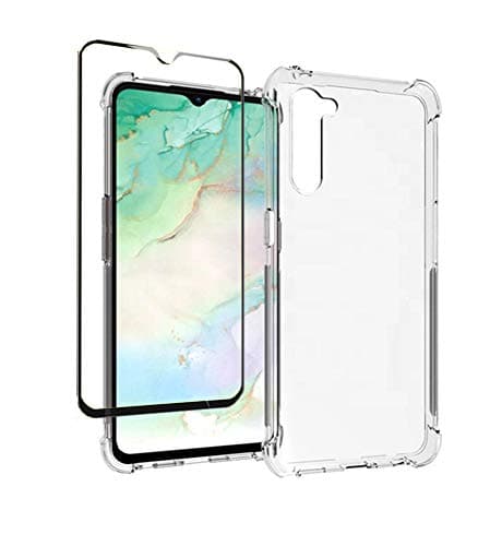 Image of SDTEK Anti Shock Case for Oppo Reno 3 (Reno3) Full Body Front and Back 360 Protection Clear Gel Cover with Tempered Glass Full Screen Protector