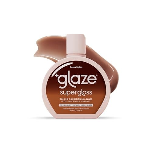 Image of Glaze Supergloss Color Conditioning Gloss – Hydrating Semi-Permanent Color Hair Gloss & Shine Boost – Color Depositing Mask - Cruelty-Free – 190ml - Cocoa Lights - Balancing Toner for Brown Hair
