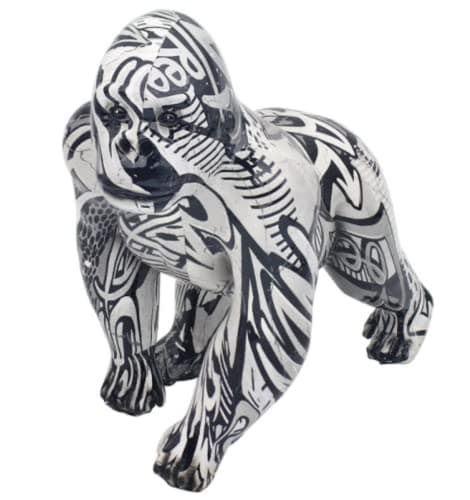 Image of Lesser & Pavey Monochrome graffiti art design Gorilla ornament figurine